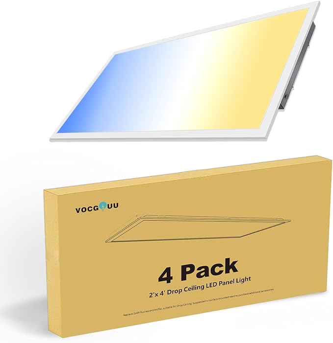 VocgoUU 4 Pack 2x4 LED Flat Panel Light Fixture, Drop Ceiling Office Lights by VocgoUULighting