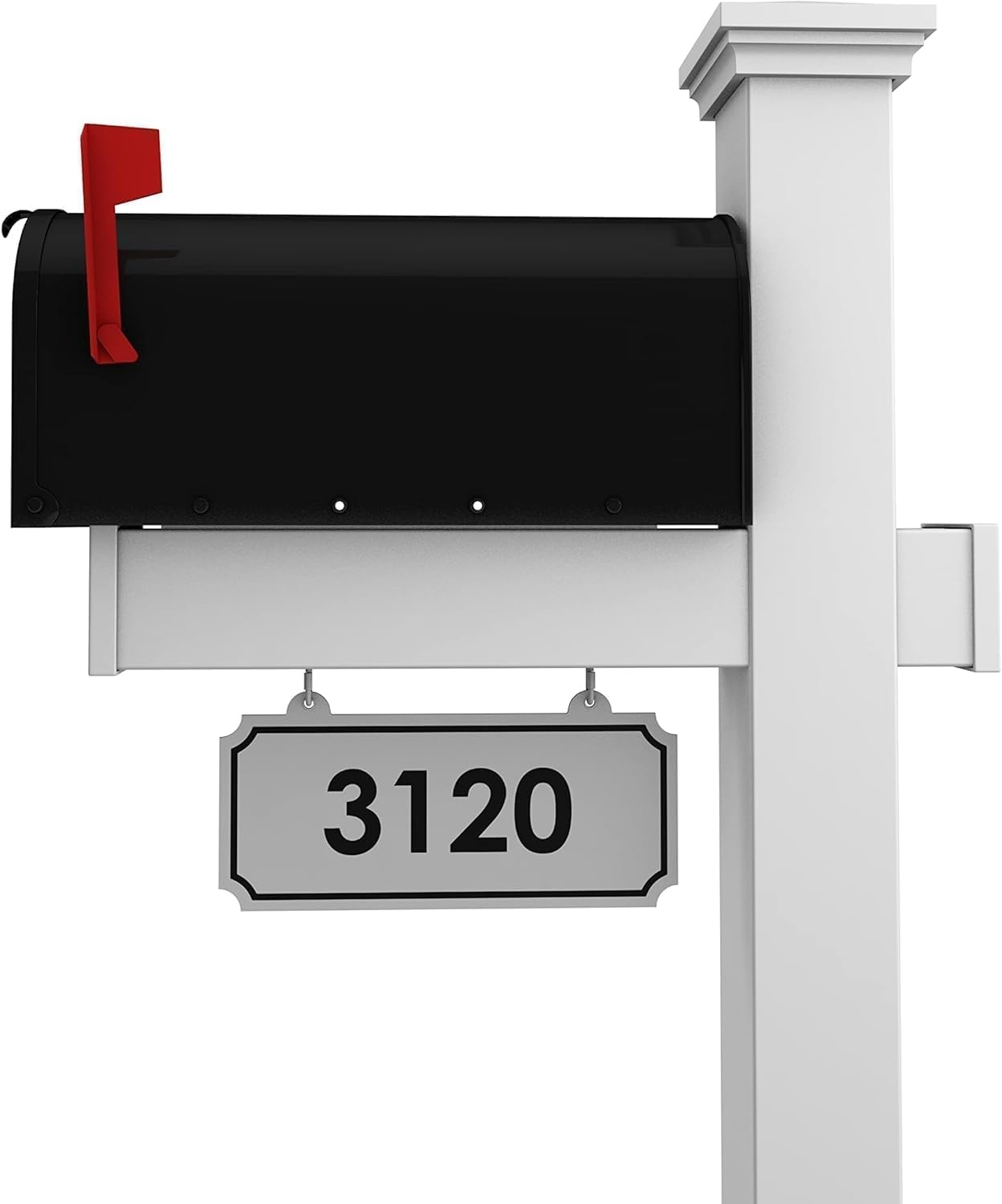 4Ever Products White Vinyl Mailbox Post System with Black Steel Mailbox (White, Large)