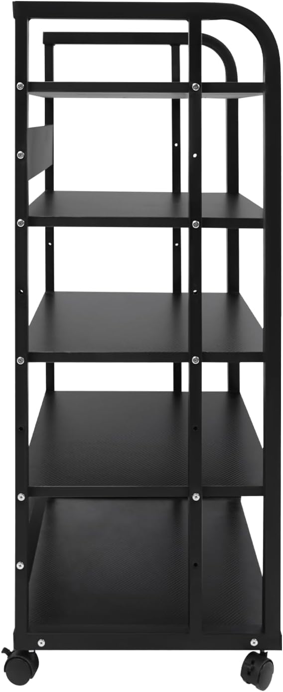 5-Tier AV Media Stand with Universal Wheels, Center Stereo Components Storage - Image 7