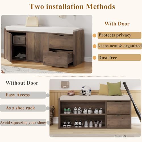 lvb entryway bench with storage, 40" shoes bench, close-up detail