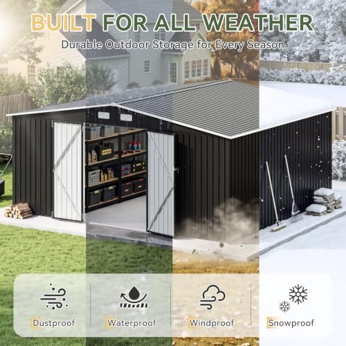 aoxun 14x12 ft outdoor metal storage shed with, package contents
