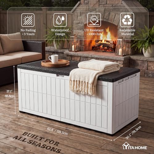 yitahome xxl 240 gallon extra large deck box on a desk or shelf