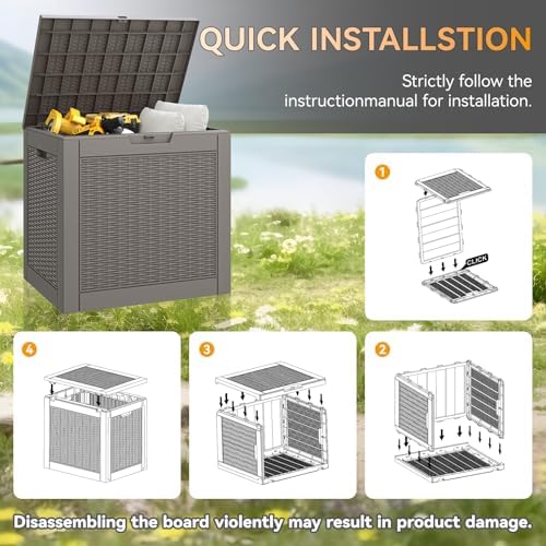 kamaboko outdoor storage box, 34 gallon deck box, front angle view