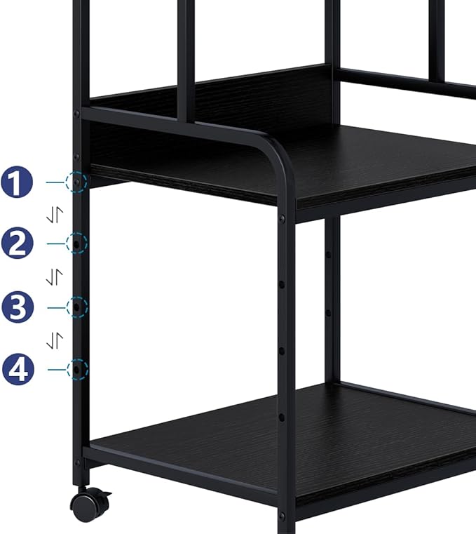Arbuxzuy Printer Stand with Storage Shelf, 3 Tier Printer Cart with Wheels - Image 5