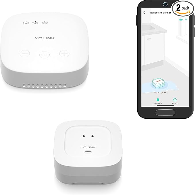 YoLink Smart Home Starter Kit: SpeakerHub & Water Leak Sensor 4 by YoLink