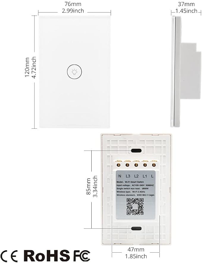 WiFi Smart Wall Light Switch Glass Touch Panel Wireless Remote Control by - Image 6
