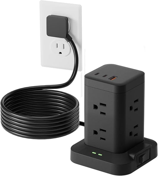 Power Strip Tower with Surge Protector 1800J, Fast Charging Tower PD20W USB-C by Tagzilo