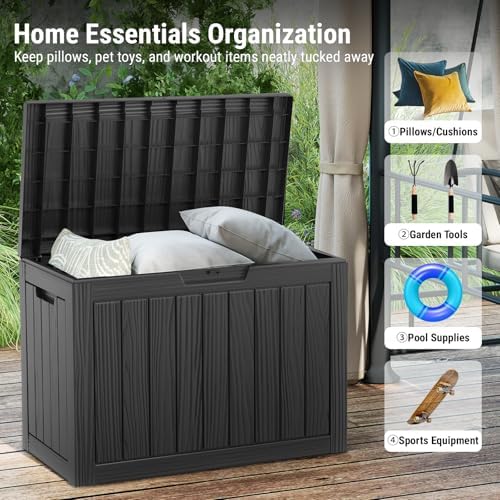 mars villa 45 gallon deck box, outside bin showing dimensions