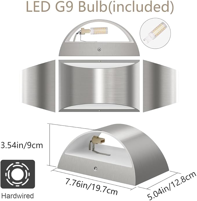 Aipsun 4 Pack Nickel Modern LED Wall Sconce Hardwired Indoor Wall Lights Up and - Image 7