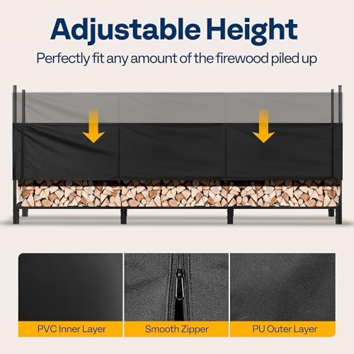 vivohome upgraded heavy duty 12 ft firewood rack, side view