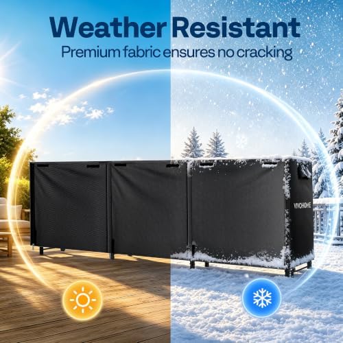 vivohome 12ft waterproof outdoor firewood log rack cover shown in use