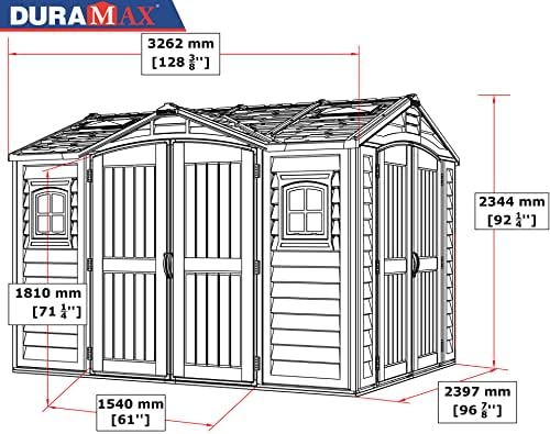 duramax apex pro 10.5x8 dual-access vinyl storage shed, view 10