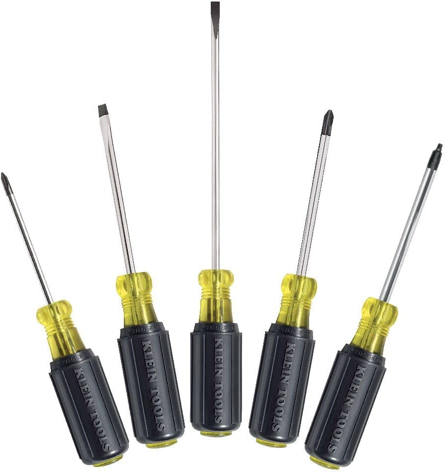 Klein Tools 5-Piece Screwdriver Set and 6-in-1 Stubby Screwdriver/Nut Driver Bundle with Phillips, Slotted, and Square Drivers