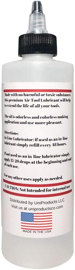 Translucent Clear 8oz Air Tool Pneumatic Lubricant - Ideal for Pneumatic Tools, Compressors, Machines, Seals, O-Rings, and More