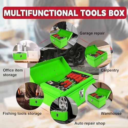 p.i.t. metal tool box 12 inch,portable small toolbox, front angle view