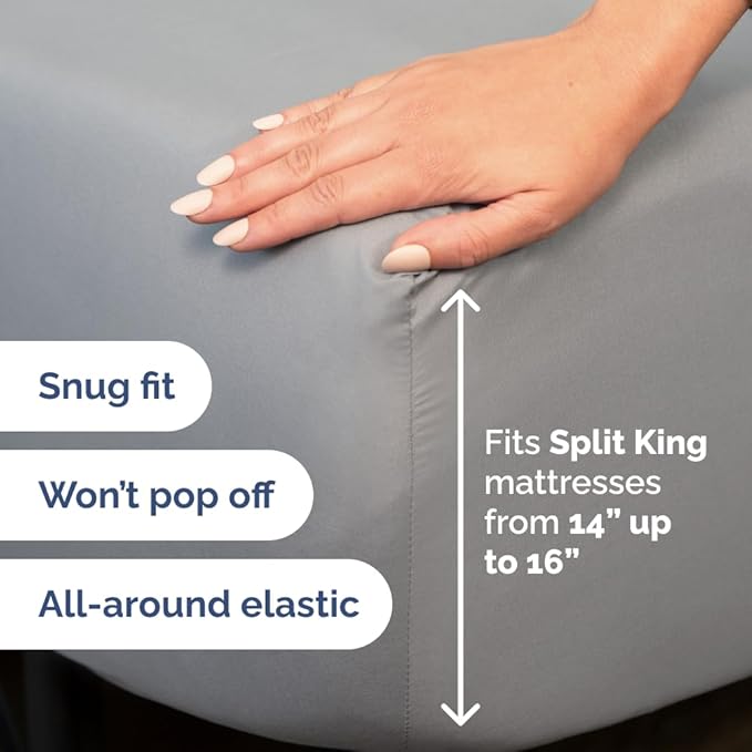 Split Head King Sheet Set – 4 Piece Flex Split Top King Sheets - Image 5