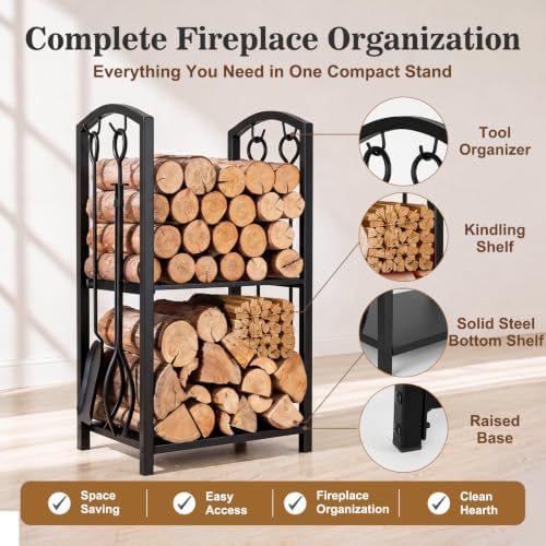 feed garden firewood rack log holder with 4-piece, side view