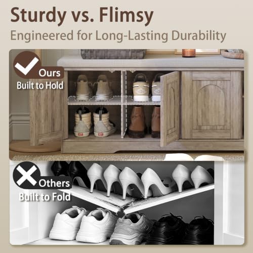 dinzi lvj shoe storage bench with cushion, door, front angle view