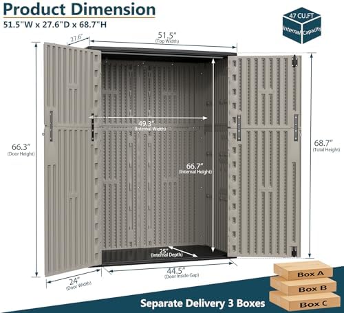 homspark outdoor storage shed 57 cu.ft, all-weather resistant, close-up detail