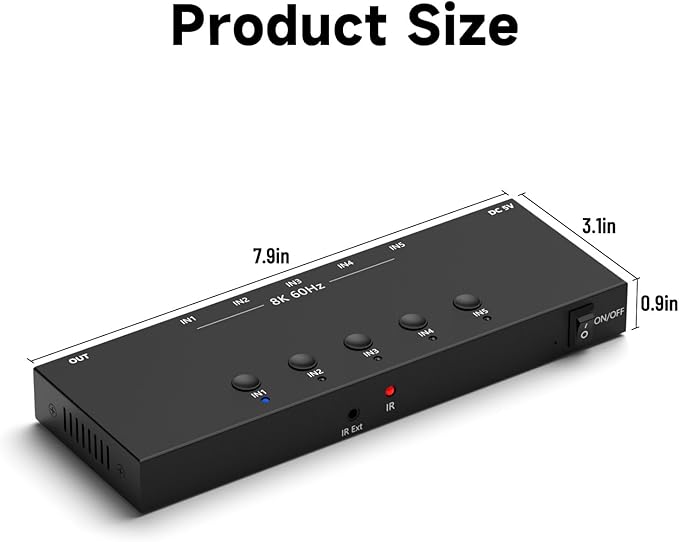 RuiPuo 5Port HDMI Switcher 8K@60Hz 5In 1Out HDMI Selector - Image 5