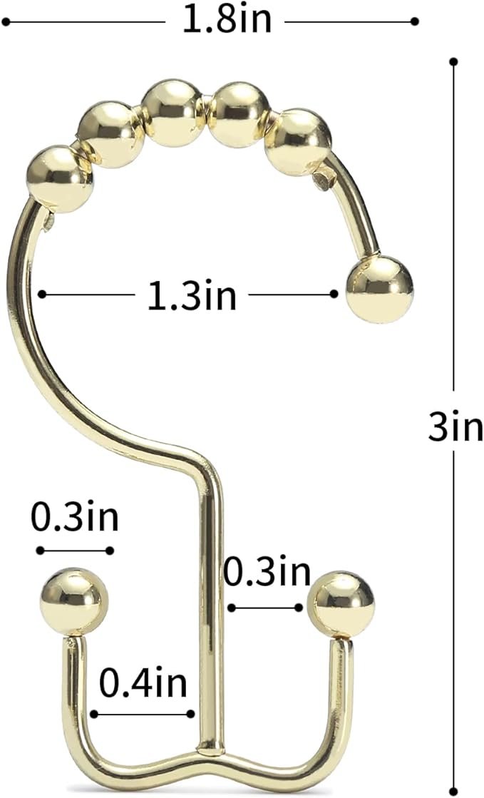 Goowin Shower Curtain Hooks Rings, Stainless Steel Gold Shower Curtain Hooks - Image 3