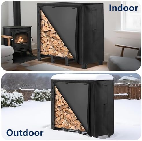 amagabeli garden & home 4ft firewood log rack on a desk or shelf
