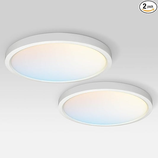 ASD LED 15" Round Flush Mount Ceiling Light Fixture, Low Profile Surface by ASDLightingCorporation