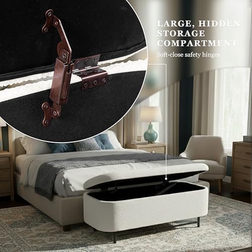 homepop 46" ellipse storage bench with metal legs, side view