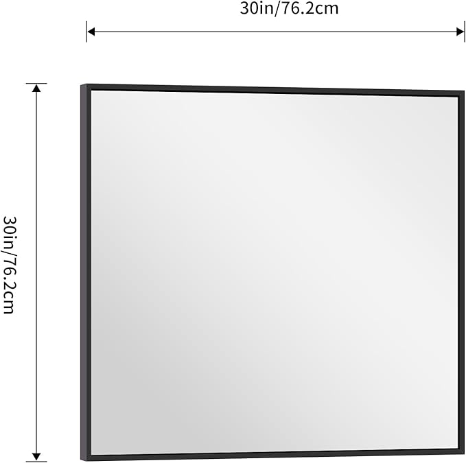 Black Bathroom Mirror for Wall, 30x30 Inch Rectangle Mirrors - Image 7