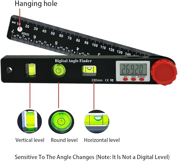 NORTOOLS Digital Angle Finder Protractor-7inch 0-360 °LCD Digital Protractor - Image 3