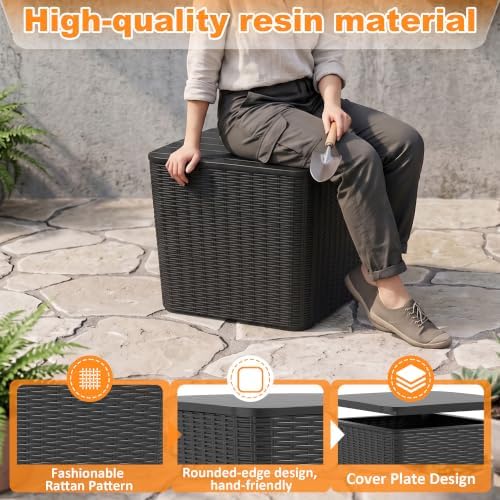12 gallon outdoor deck box, lockable waterproof resin, side view
