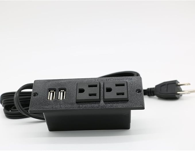 Desktop Power Strip with 2 Outlets 2 USB 2.1A Insert Mounting Built in Desk - Image 7