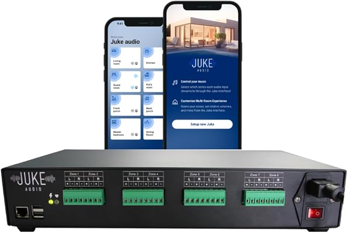 Juke-8: 8 Zone Multi-Room Amplifier | Built-in Music Streaming & Wireless App by JukeAudio