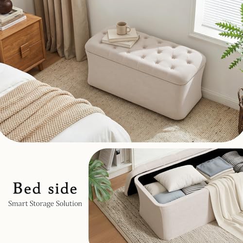 onbrill storage ottoman bench, end of bed bench, close-up detail