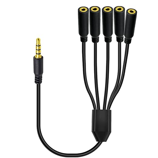 MysRuida 1.6ft 1/8” 3.5mm TRRS Extension Stereo Audio Cable, 1 Male to 5 Female by Unknown