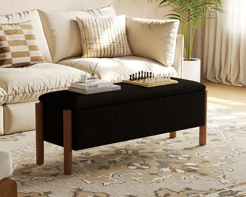 storage ottoman bench, end of bed bench for, front angle view