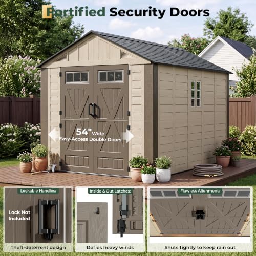 resin shed 8x12 ft outdoor storage shed with, view 10