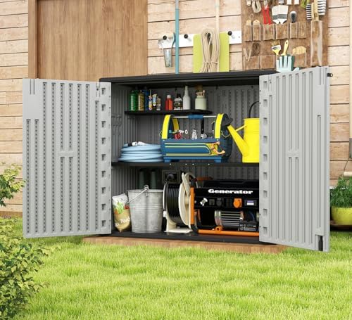 homspark outdoor storage shed 37 cu.ft, all-weather resistant, side view
