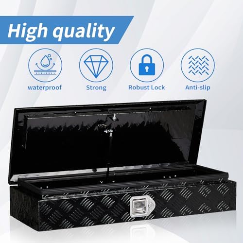 34.5 inch aluminum truck bed tool box with, side view