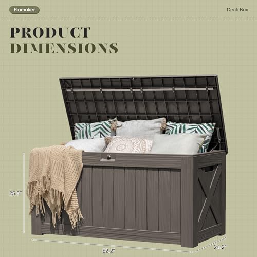 flamaker internal 120 gallon deck box waterproof, large, close-up detail