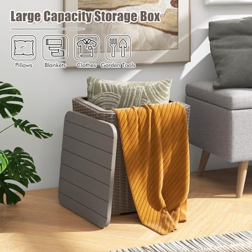 tangkula 11.5 gallon water-proof deck box, outdoor patio, close-up detail