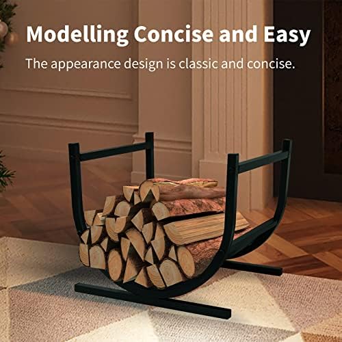 17.5" firewood log rack for firewood, u-shaped heavy-duty, side view