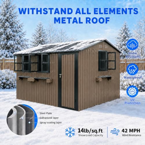 12x10 ft outdoor storage shed with 3 clear, close-up detail