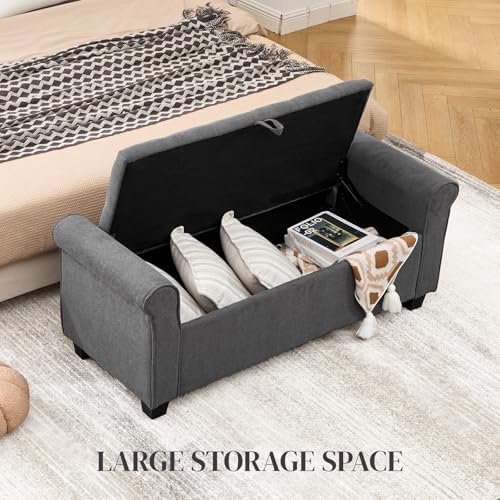 49" ottoman with storage, end of bed storage, close-up detail