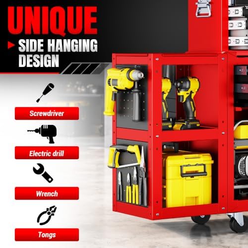 ldhthopi 8-drawer rolling tool chest, 3-in-1 modular tool showing dimensions