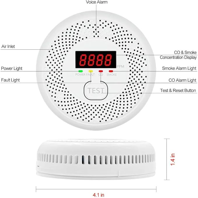 High Definition Color Screen Detector LCD Powered by Carbon Monoxide Detector - Image 3