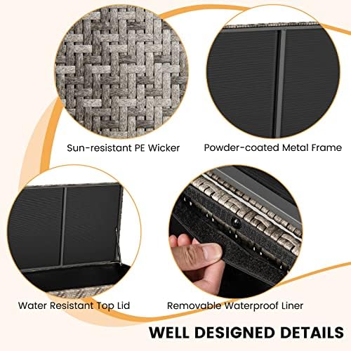 giantex 96-gallon outdoor storage box - pe wicker shown in use