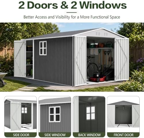 yopto 10x14 ft outdoor storage shed w/floor,metal shed, package contents