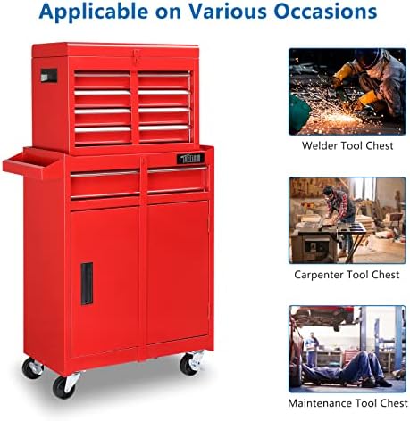 tuffiom 5-drawer rolling tool chest, tool storage cabinet, view 9