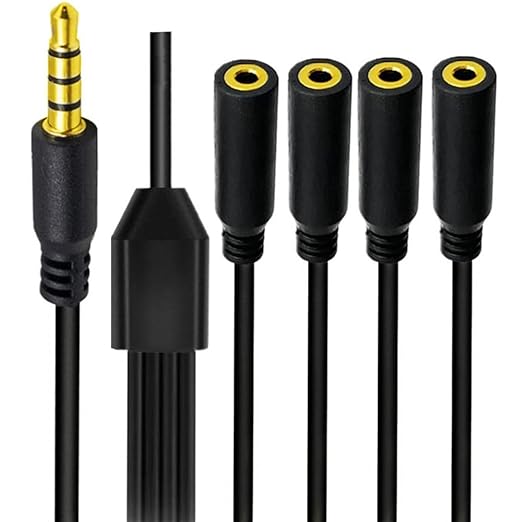 MysRuida 1.6ft 1/8” 3.5mm TRRS Extension Stereo Audio Cable, 1 Male to 4 Female - Image 2